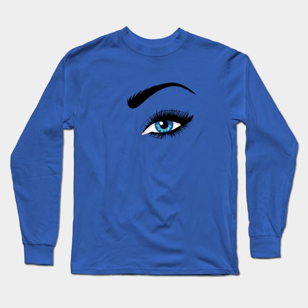 Blue fem eye with long eyelashes Long Sleeve T-Shirt by AnnArtshock